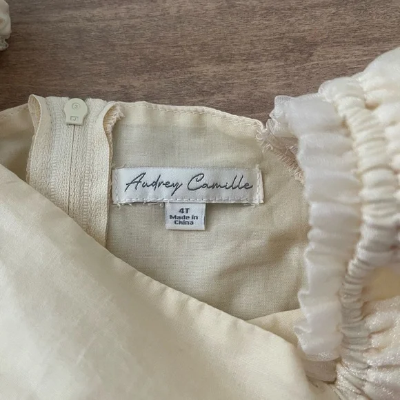 Fairy Whimsical Toddler Pastel Yellow Floral Puff Sleeve Spring  Dress Size 4T - Picture 3 of 3